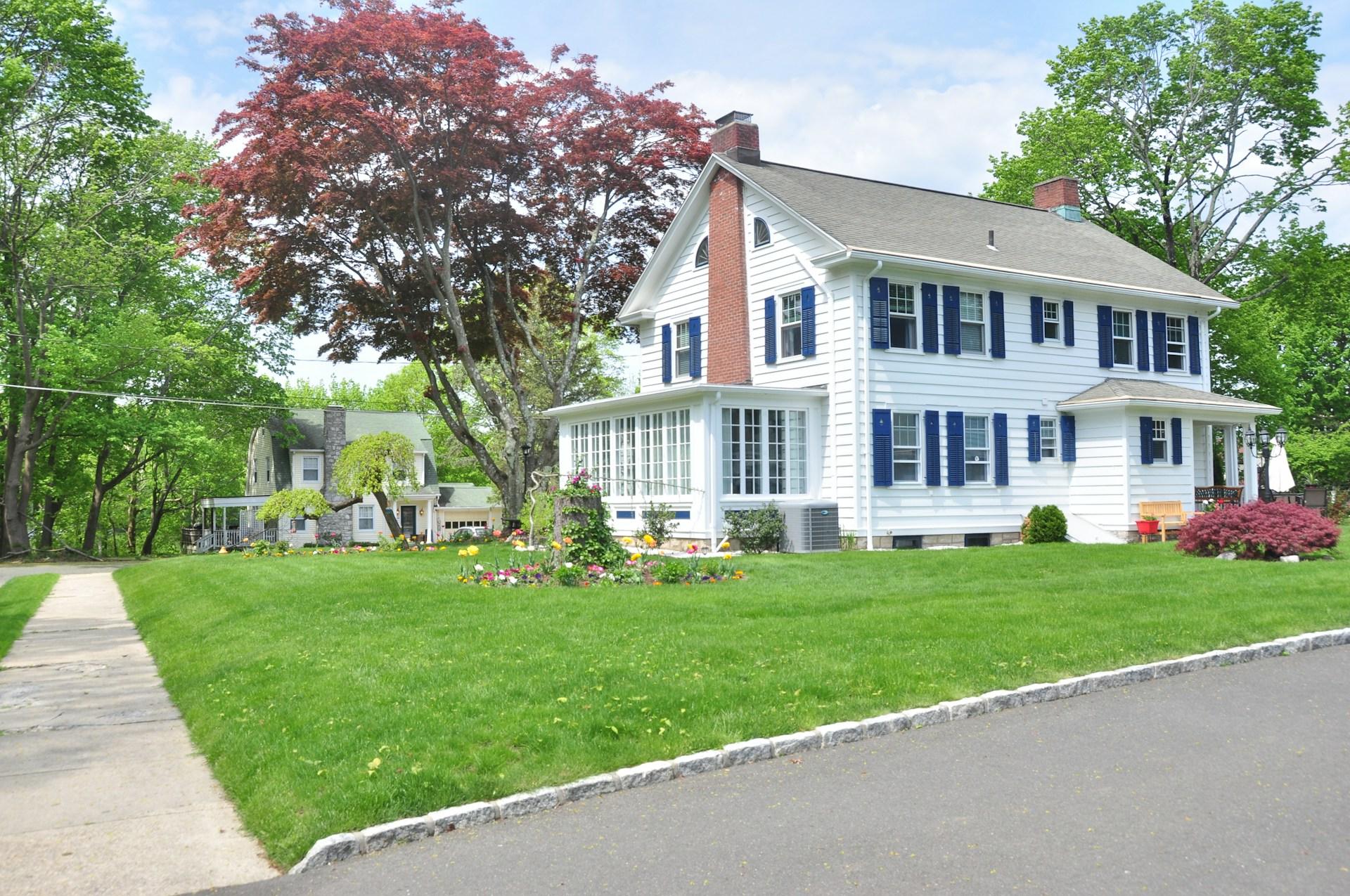 House with a freshly cleaned yard.