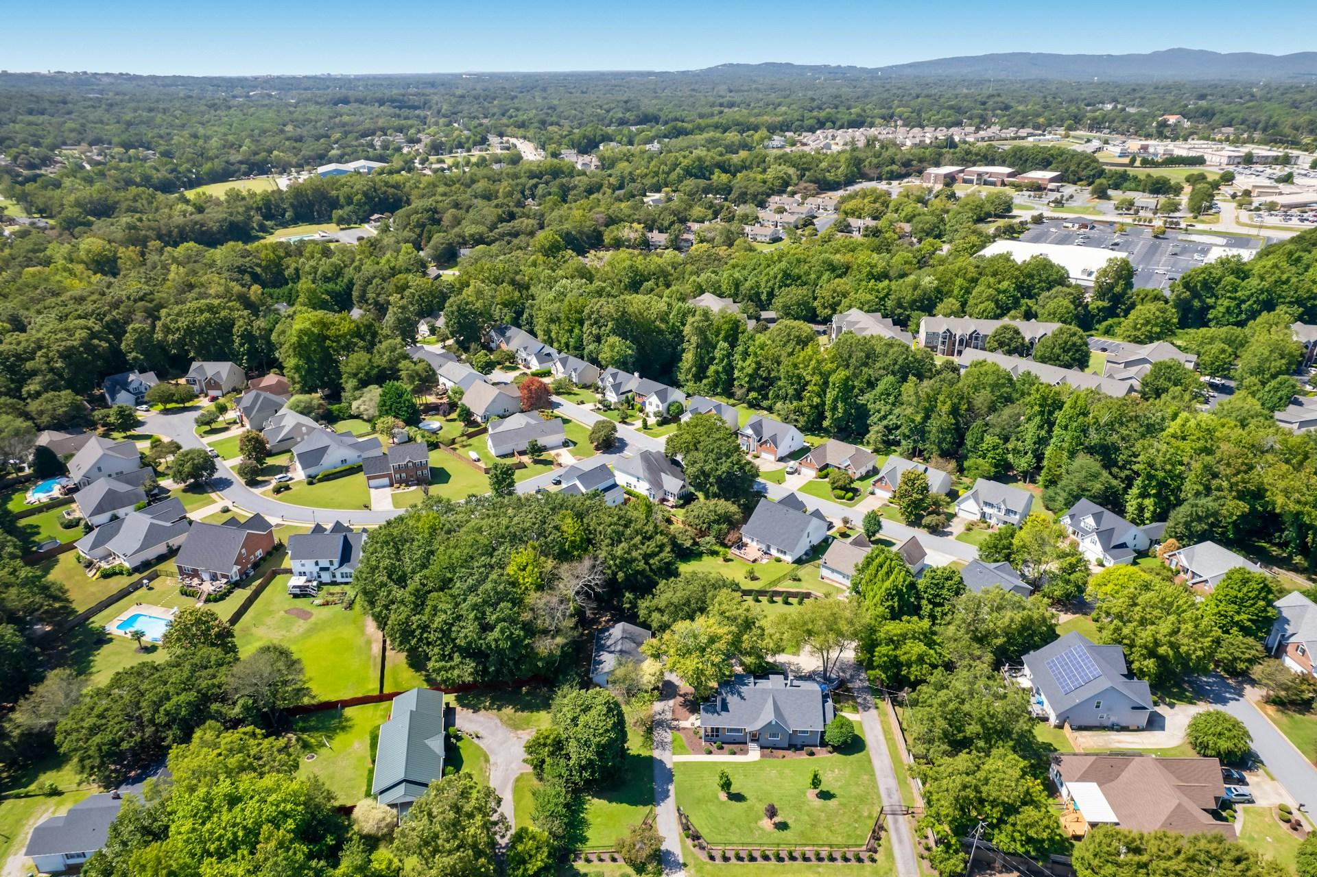 Aerial view of a clean neighborhood